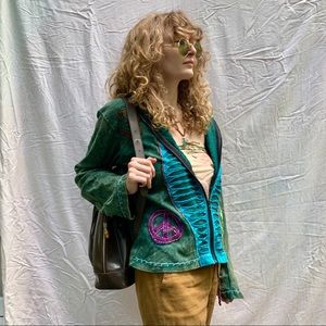 KPC Green/Blue Patchwork Zip Up Hoodie